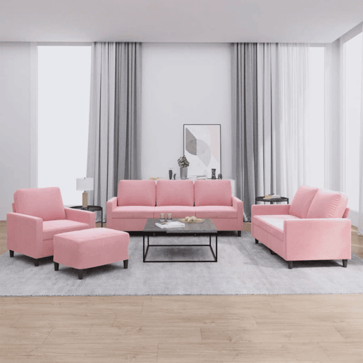 vidaXL 4 pcs conjunto de sofás com almofadões veludo rosa vidaXL 4 pcs conjunto de sofás com almofadões veludo rosa