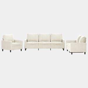 vidaXL 3 pcs conjunto de sofás com almofadões veludo cor creme