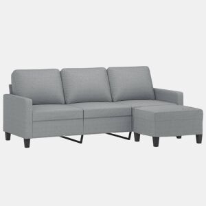 vidaXL Sofá de 3 lugares com apoio de pés 180 cm tecido cinzento-claro