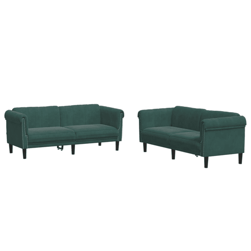 vidaXL 2 pcs conjunto de sofás veludo verde-escuro vidaXL 2 pcs conjunto de sofás veludo verde-escuro
