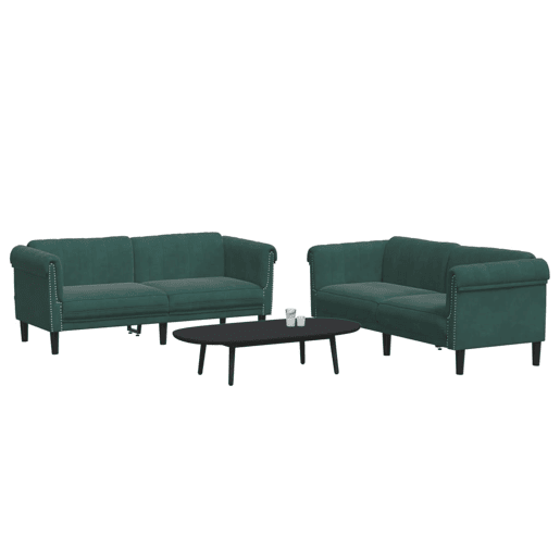 vidaXL 2 pcs conjunto de sofás veludo verde-escuro vidaXL 2 pcs conjunto de sofás veludo verde-escuro