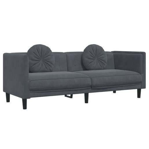 vidaXL 2 pcs conjunto de sofás com almofadas veludo cinzento-escuro vidaXL 2 pcs conjunto de sofás com almofadas veludo cinzento-escuro