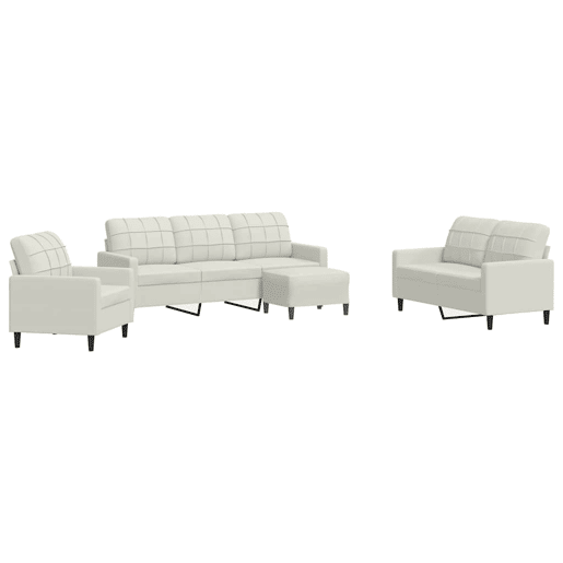 vidaXL 4 pcs conjunto de sofás com almofadões veludo cor creme