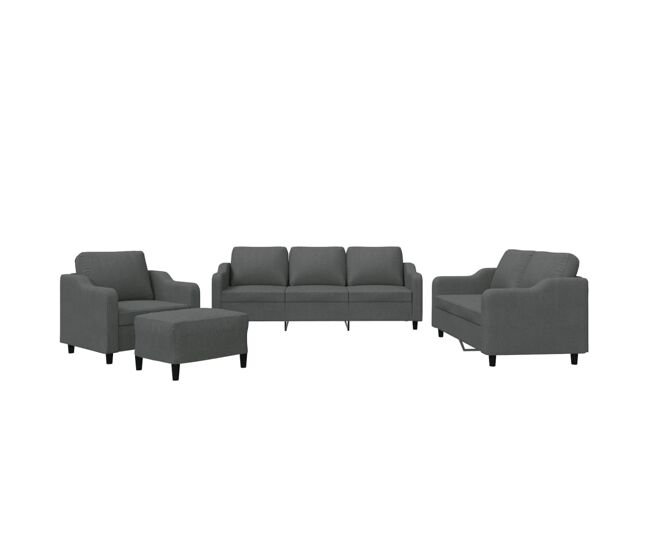 Vidaxl juego de sofás con cojines 4 piezas tela gris oscuro