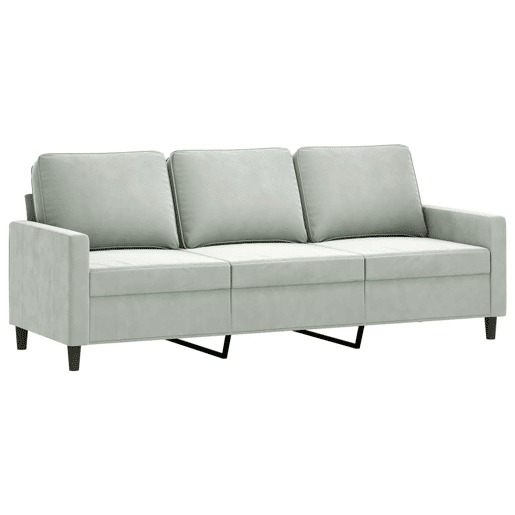 vidaXL 3 pcs conjunto de sofás com almofadões veludo cinzento-claro