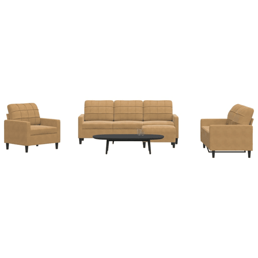 vidaXL 4 pcs conjunto de sofás com almofadões veludo castanho vidaXL 4 pcs conjunto de sofás com almofadões veludo castanho