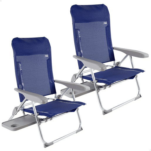 Aktive Pack 2 cadeiras de praia dobráveis multiposições Slim cmesa