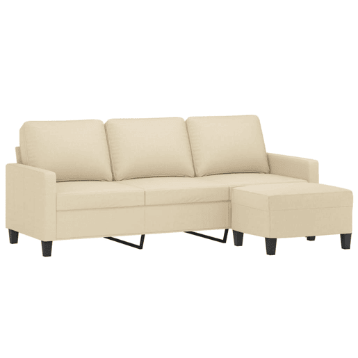 vidaXL Sofá de 3 lugares com apoio de pés 180 cm tecido cor creme vidaXL Sofá de 3 lugares com apoio de pés 180 cm tecido cor creme