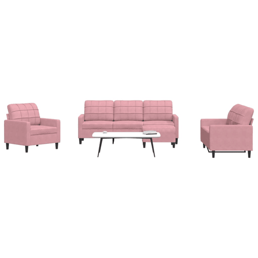 vidaXL 4 pcs conjunto de sofás com almofadões veludo rosa vidaXL 4 pcs conjunto de sofás com almofadões veludo rosa