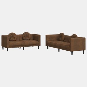 vidaXL 2 pcs conjunto de sofás com almofadas veludo castanho