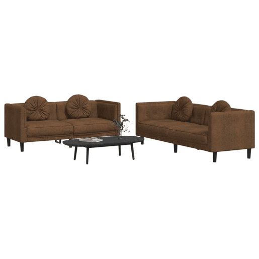 vidaXL 2 pcs conjunto de sofás com almofadas veludo castanho