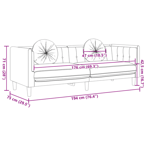 vidaXL 2 pcs conjunto de sofás com almofadas veludo castanho