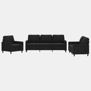 vidaXL 3 pcs conjunto de sofás com almofadões veludo preto