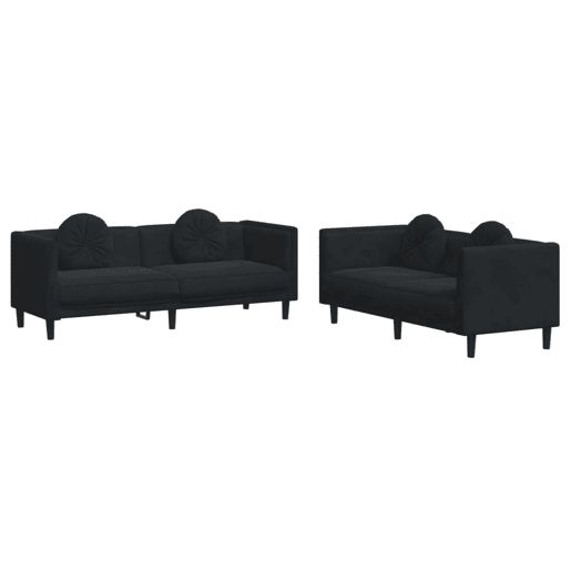 vidaXL 2 pcs conjunto de sofás com almofadas veludo preto