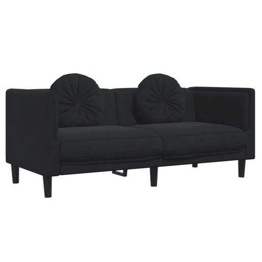 vidaXL 2 pcs conjunto de sofás com almofadas veludo preto