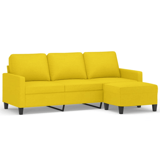 vidaXL Sofá de 3 lugares com apoio de pés 180 cm tecido amarelo-claro vidaXL Sofá de 3 lugares com apoio de pés 180 cm tecido amarelo-claro