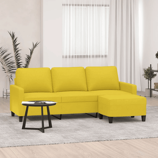 vidaXL Sofá de 3 lugares com apoio de pés 180 cm tecido amarelo-claro vidaXL Sofá de 3 lugares com apoio de pés 180 cm tecido amarelo-claro