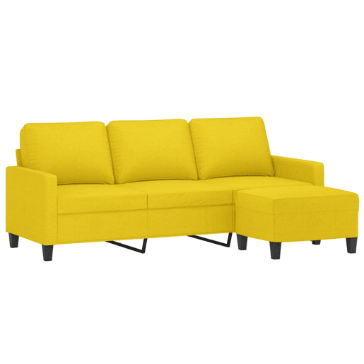 vidaXL Sofá de 3 lugares com apoio de pés 180 cm tecido amarelo-claro vidaXL Sofá de 3 lugares com apoio de pés 180 cm tecido amarelo-claro