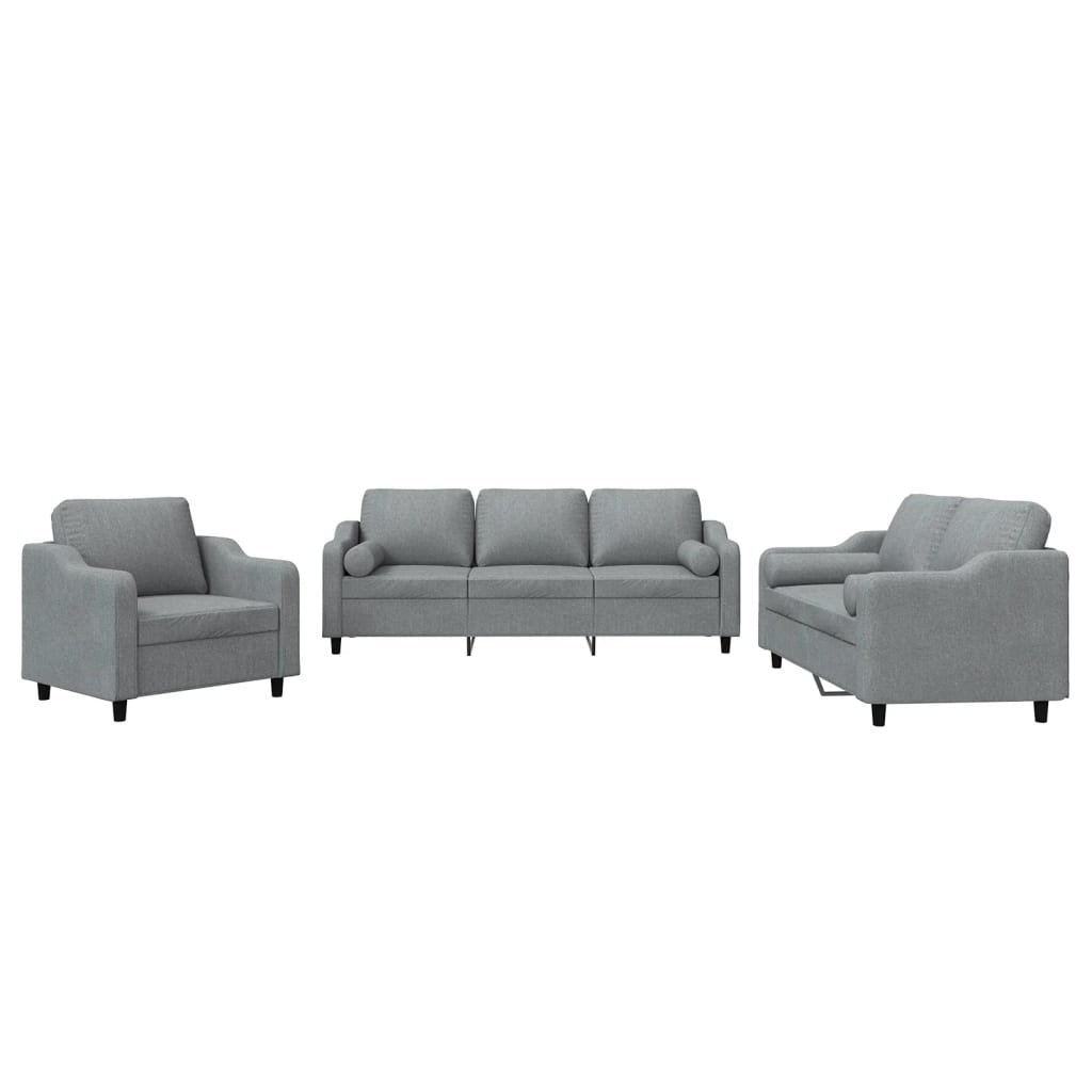 Vidaxl juego de sofás con cojines 3 piezas tela gris claro