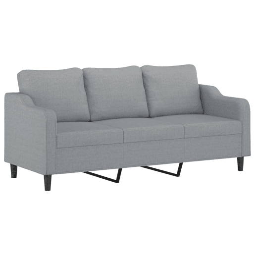 vidaXL 3 pcs conjunto de sofás com almofadas tecido cinzento-claro vidaXL 3 pcs conjunto de sofás com almofadas tecido cinzento-claro