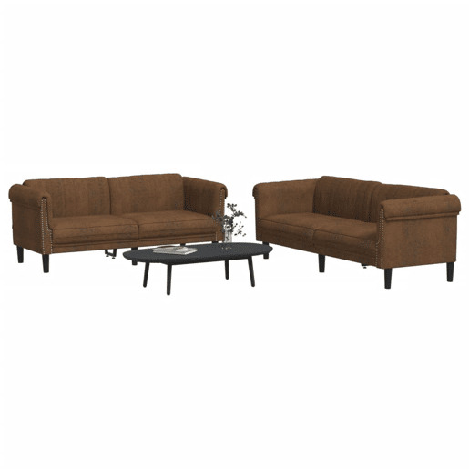 vidaXL 2 pcs conjunto de sofás veludo castanho vidaXL 2 pcs conjunto de sofás veludo castanho