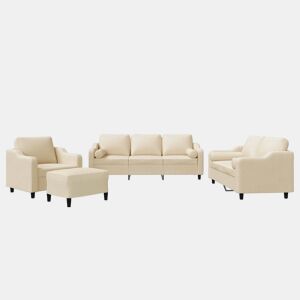 vidaXL 4 pcs conjunto de sofás com almofadas tecido cor creme