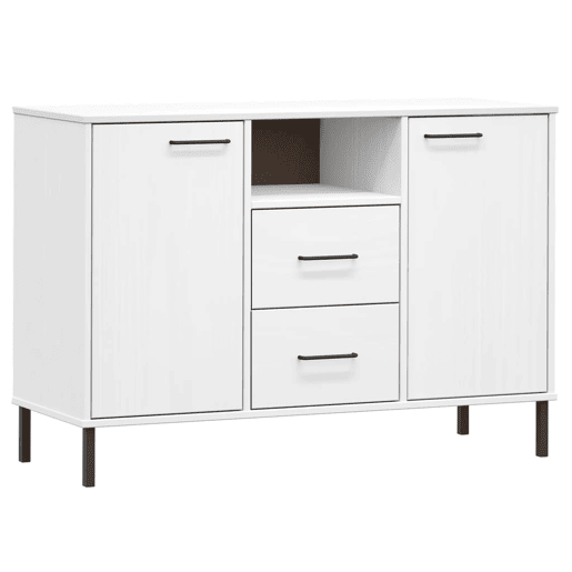 vidaXL Aparador c pernas metal 113x40x77cm madeira maciça OSLO branco