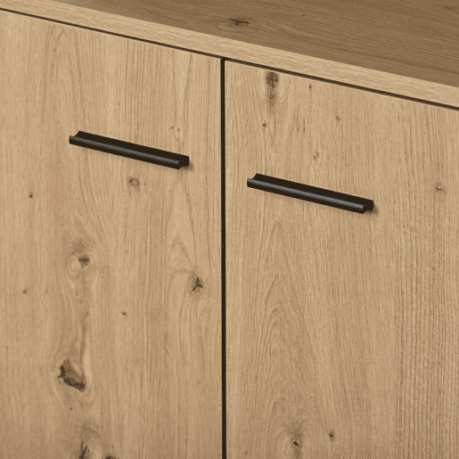 Aparador de painel de partículas com 3 portas e 3 gavetas,natural