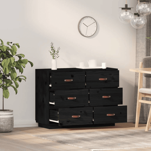 vidaXL Aparador 100x40x75 cm madeira de pinho maciça preto