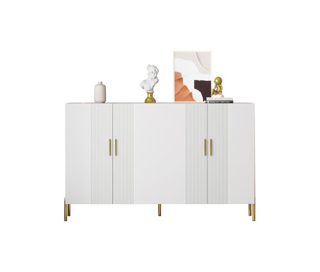 Aparador de panel de partículas con 4 puertas,blanco