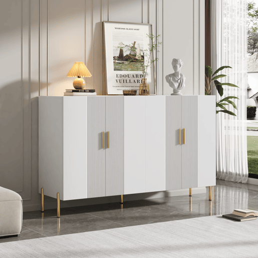 Aparador de painel de partÃculas com 4 portas,branco Aparador de painel de partÃculas com 4 portas,branco