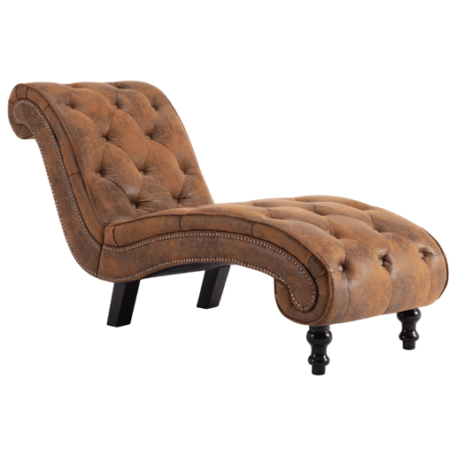 vidaXL Chaise longue camurça artificial castanho vidaXL Chaise longue camurça artificial castanho