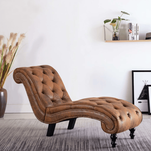 vidaXL Chaise longue camurça artificial castanho vidaXL Chaise longue camurça artificial castanho