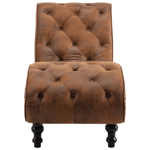 vidaXL Chaise longue camurça artificial castanho vidaXL Chaise longue camurça artificial castanho
