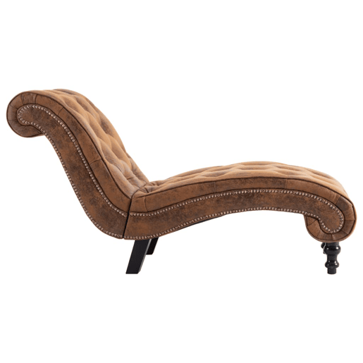 vidaXL Chaise longue camurça artificial castanho vidaXL Chaise longue camurça artificial castanho
