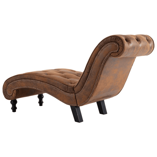 vidaXL Chaise longue camurça artificial castanho vidaXL Chaise longue camurça artificial castanho