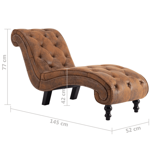 vidaXL Chaise longue camurça artificial castanho vidaXL Chaise longue camurça artificial castanho