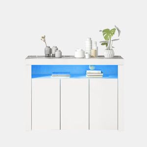 Aparador de painel de partículas com 3 portas e luz led,branco