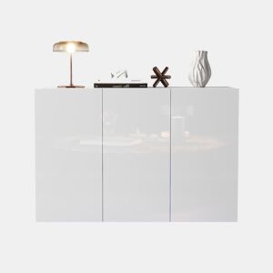 Aparador de painel de partículas com 3 portas e luz led,branco