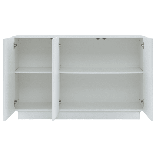 Aparador de painel de partículas com 3 portas e luz led,branco