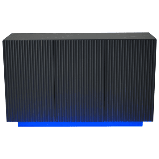 Aparador de mdf com 3 portas e luz led,preto Aparador de mdf com 3 portas e luz led,preto