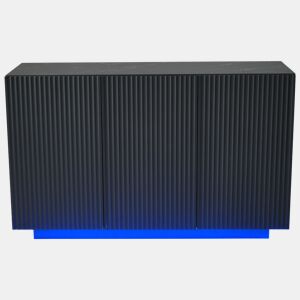 Aparador de mdf com 3 portas e luz led,preto