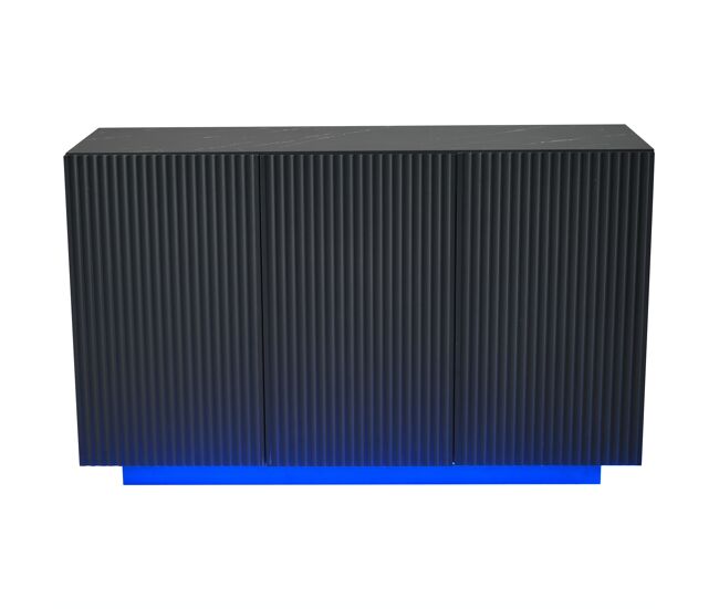 Aparador de mdf con 3 puertas y luz led,negro