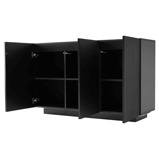 Aparador de mdf com 3 portas e luz led,preto Aparador de mdf com 3 portas e luz led,preto