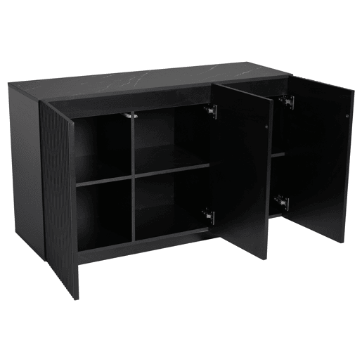 Aparador de mdf com 3 portas e luz led,preto Aparador de mdf com 3 portas e luz led,preto