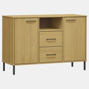 vidaXL Aparador c pernas de metal OSLO madeira maciça castanho
