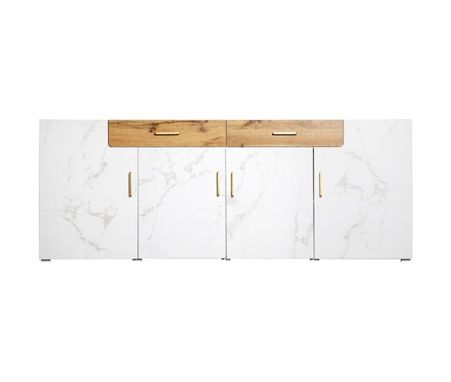 Aparador de panel de partículas con 4 puertas y 2 cajones,blanco
