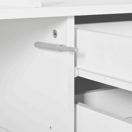 Aparador de painel de partículas com 2 portas,4 gavetas e luz led,branco