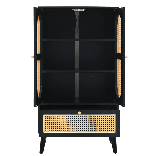 Aparador de painel de partículas com 2 portas e 1 gaveta,preto