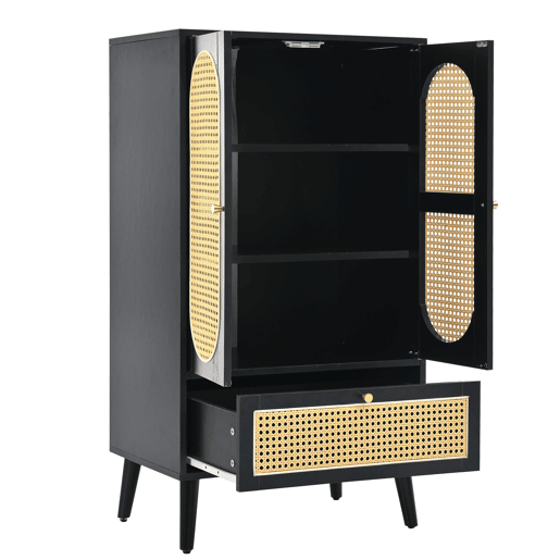 Aparador de painel de partículas com 2 portas e 1 gaveta,preto